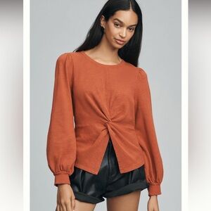 Pilcro Anthropologie Twist-Front Sweatshirt Size: Large Color Copper EUC
